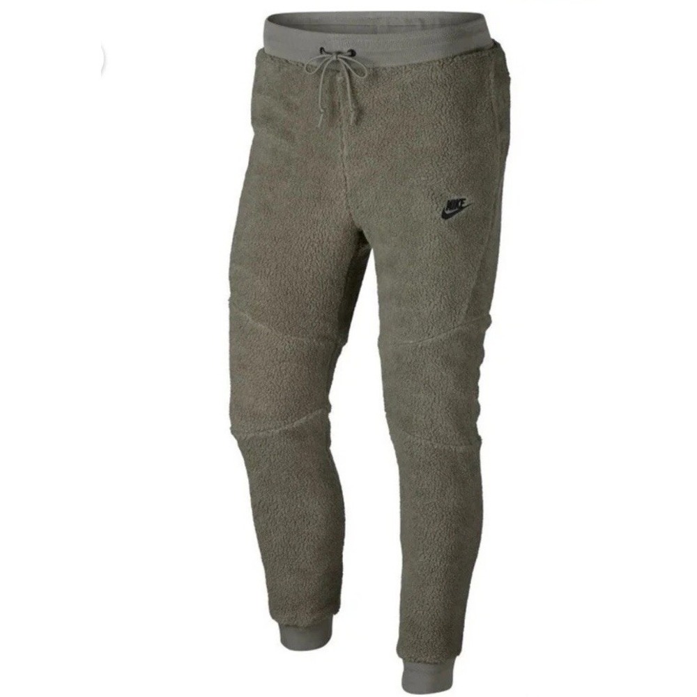 Nike Men's Tech Icon Sherpa Fleece Jogger Olive Green Black - Size S
